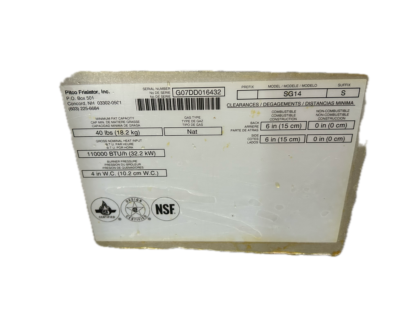 PITCO 40 LB FRYER HEAVY DUTY (M.111034)