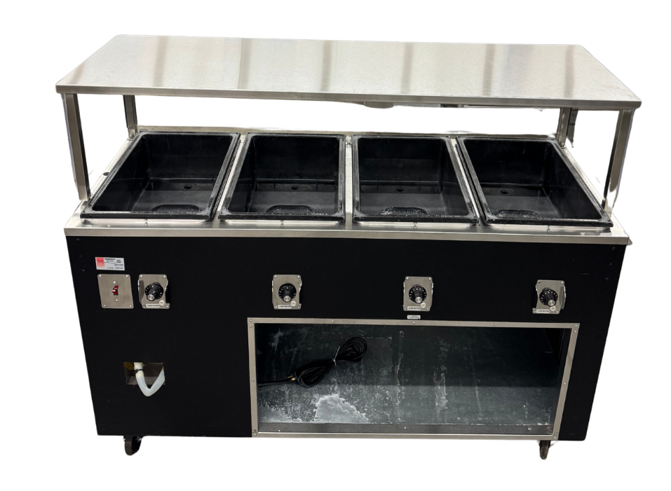VOLLRATH 4 COMPARTMENT ELECTRIC STEAMTABLE W/SNEEZE GUARD (M.111774)