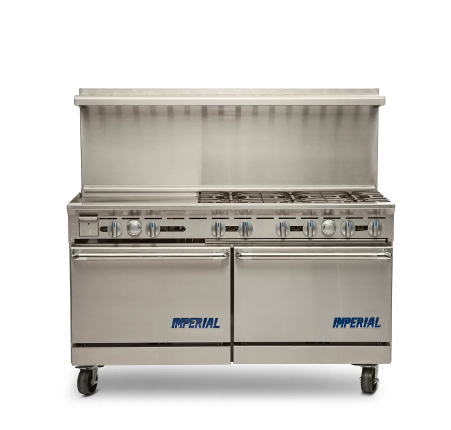 Imperial Pro Series - 60" w/ 6 Open Burners, 24" Griddle, Two Ovens - 302,000 Total BTUs (M.IR-6-G24)