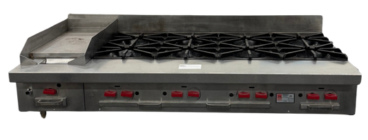 SOUTHBEND 60" HOT PLATE, 8 BURNERS, 12" GRIDDLE (M.111254)