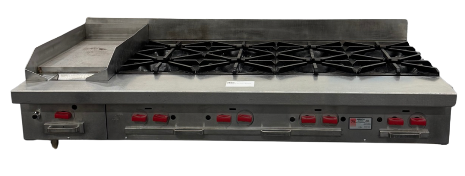 SOUTHBEND 60" HOT PLATE, 8 BURNERS, 12" GRIDDLE (M.111254)