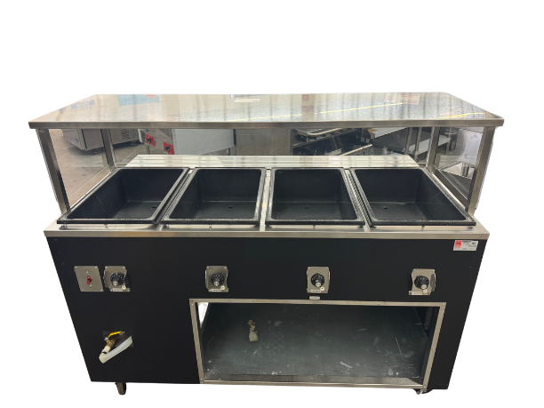 VOLLRATH 4 COMPARTMENT ELECTRIC STEAMTABLE W/SNEEZE GUARD (M.111773)