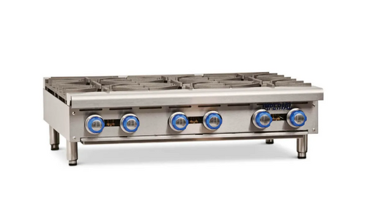 Imperial Gas Hot Plate - 36" Countertop Unit w/ 6 Burners 192,000 Total BTUs (M.IHPA-6-36)
