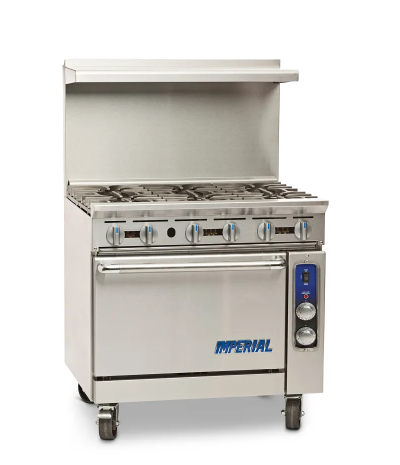 Imperial Pro Series Range - 36" Wide 6 Burners and One Convection Oven - 222,000 Total BTUs (M.IR-6-C)